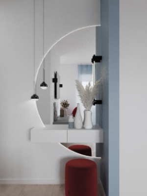 Радиусное зеркало с подсветкой   V-7