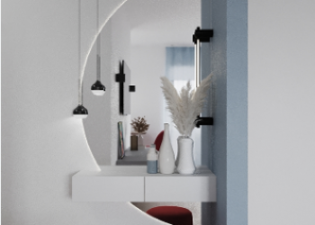 Радиусное зеркало с подсветкой   V-7