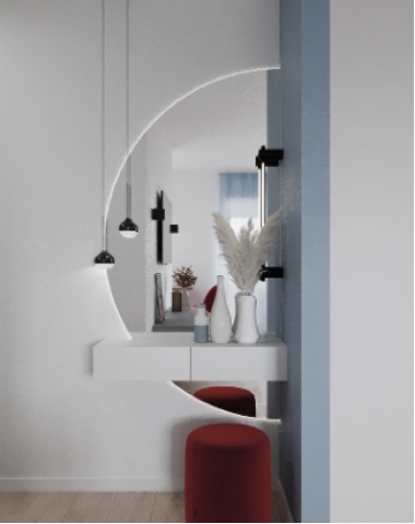 Радиусное зеркало с подсветкой   V-7