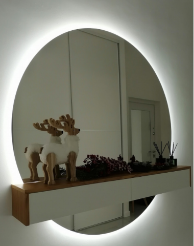 Радиусное зеркало с подсветкой   V-23